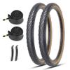 MOHEGIA 26 Inch Cruiser Bike Tires Replacement Set with 2 Pack 26x2.125 Inch Folding Bicycle Tires,Tubes and Tire Levers for Beach Cruiser City Bikes/Brown Side Wall view 1