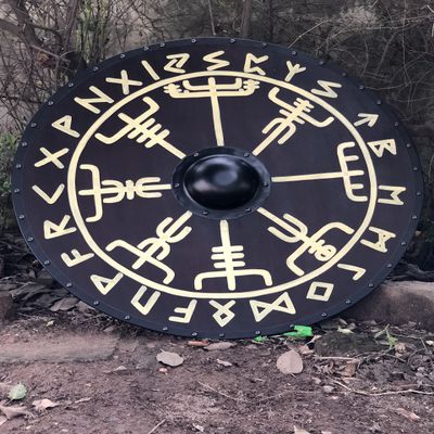 Medieval Viking Round Shield Heavy Metal Fitting Shield Wooden Handcrafted Shield Battle Ready Cosplay Functional Shield