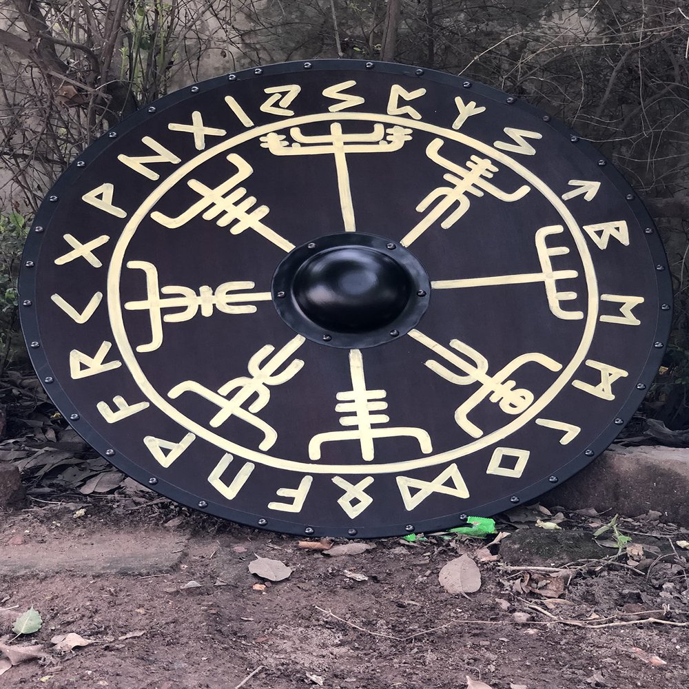 Medieval Viking Round Shield Heavy Metal Fitting Shield Wooden Handcrafted Shield Battle Ready Cosplay Functional Shield