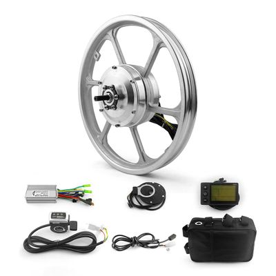 16 Inch Brushless Hub Motor Wheel with LCD Display Pedal Assist Sensor for Small Scooter Front Drive Bike Bicycle with Thumb Throttle