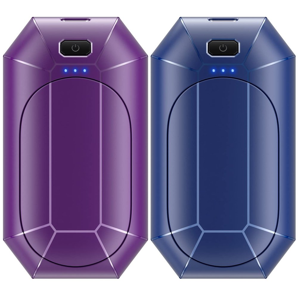 Hand Warmers Rechargeable, Dnaleao 2 Pack 4000mAh Electric Portable Pocket Heater, Heat Therapy Great for Outdoors, Hunting, Golf, Camping, Warm GiftsPurple & Blue