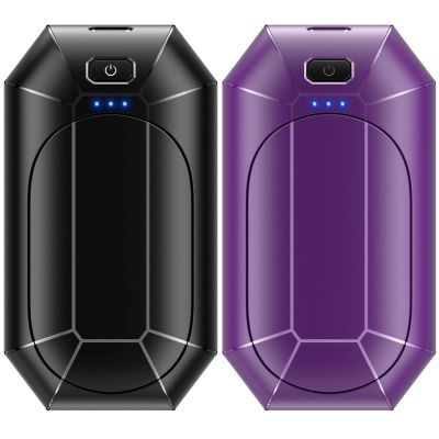 Hand Warmers Rechargeable, Dnaleao 2 Pack 4000mAh Electric Portable Pocket Heater, Heat Therapy Great for Outdoors, Hunting, Golf, Camping, Warm GiftsBlack & Purple
