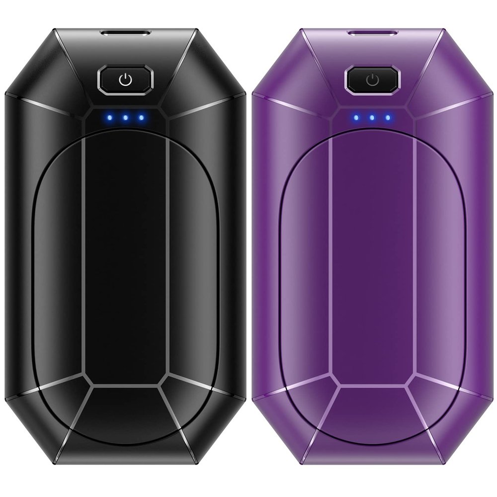 Hand Warmers Rechargeable, Dnaleao 2 Pack 4000mAh Electric Portable Pocket Heater, Heat Therapy Great for Outdoors, Hunting, Golf, Camping, Warm GiftsBlack & Purple