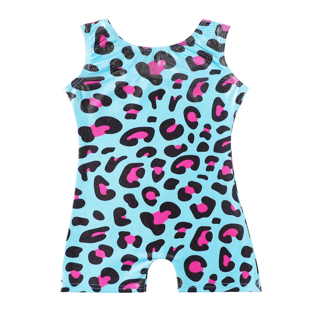 Gymnastics Leotards for Toddler Girls 5t Size 5-6x Year Old Biketard Leotard with Shorts Leopard Blue Pink Tumbling Outfits Kids Leo Maillot Gimnasia Nina Shiny Sparkle