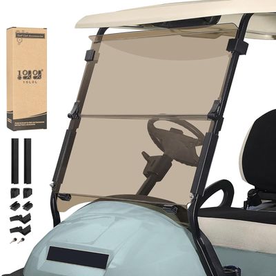 10L0L Golf Cart Windshield for Club Car Precedent 2004-Up, Tempo, 2017-Up Onward, Clear/Tinted Fold Down Club Car Windshield Anti-UV Impact Resistant, HD View, 37.5"W X 33.6"H