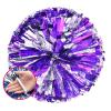 Purple and Silver Metal Cheerleading Pom Poms with Baton Handle 2 Pack for Team Spirit Sports Dance Cheering view 1