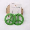 COLORFUL BLING Peace Sign Pendant Necklace Earrings Set Hippie Style Love Peace Necklace 60s 70s Retro Fluorescence Halloween Party Costume Accessory-Set Green view 2