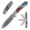 Sitivien ST256 Damascus Steel Folding Knife,Damascus Blade with Colorful G10 Handle EDC Knife for Outdoor Camping,Hiking, Fishing(Color)   view 1