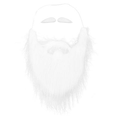 Amosfun White Beard Self Adhesive Eyebrows Set Faux Mustache Facial Hair Christmas Party Santa Cosplay Costume Accessory Gnomes Decoration DIY Supply