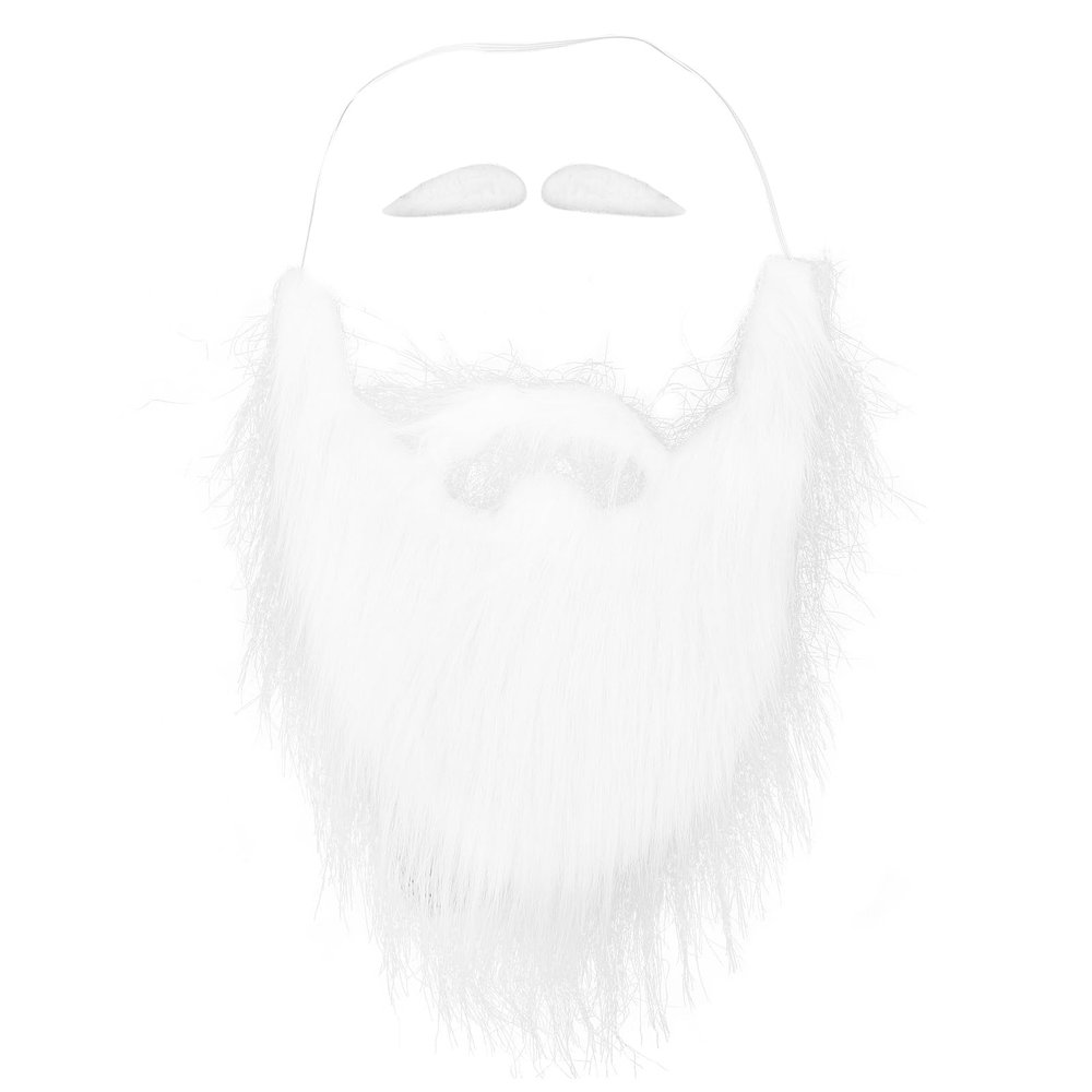 Amosfun White Beard Self Adhesive Eyebrows Set Faux Mustache Facial Hair Christmas Party Santa Cosplay Costume Accessory Gnomes Decoration DIY Supply