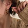 Iaceble Boho Paper Clip Link Earrings Paperclip Chain Earrings Punk Chain Drop Stud Earrings Gold Chunky Statement Earrings Jewelry for Women view 2