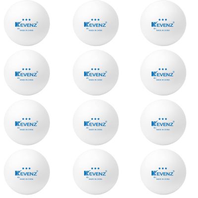 KEVENZ 3 Star Ping Pong Balls, 12 Pack Advanced Table Tennis Balls, Bulk Outdoor and Indoor Ping-Pong Balls for Training, Competition and More, White