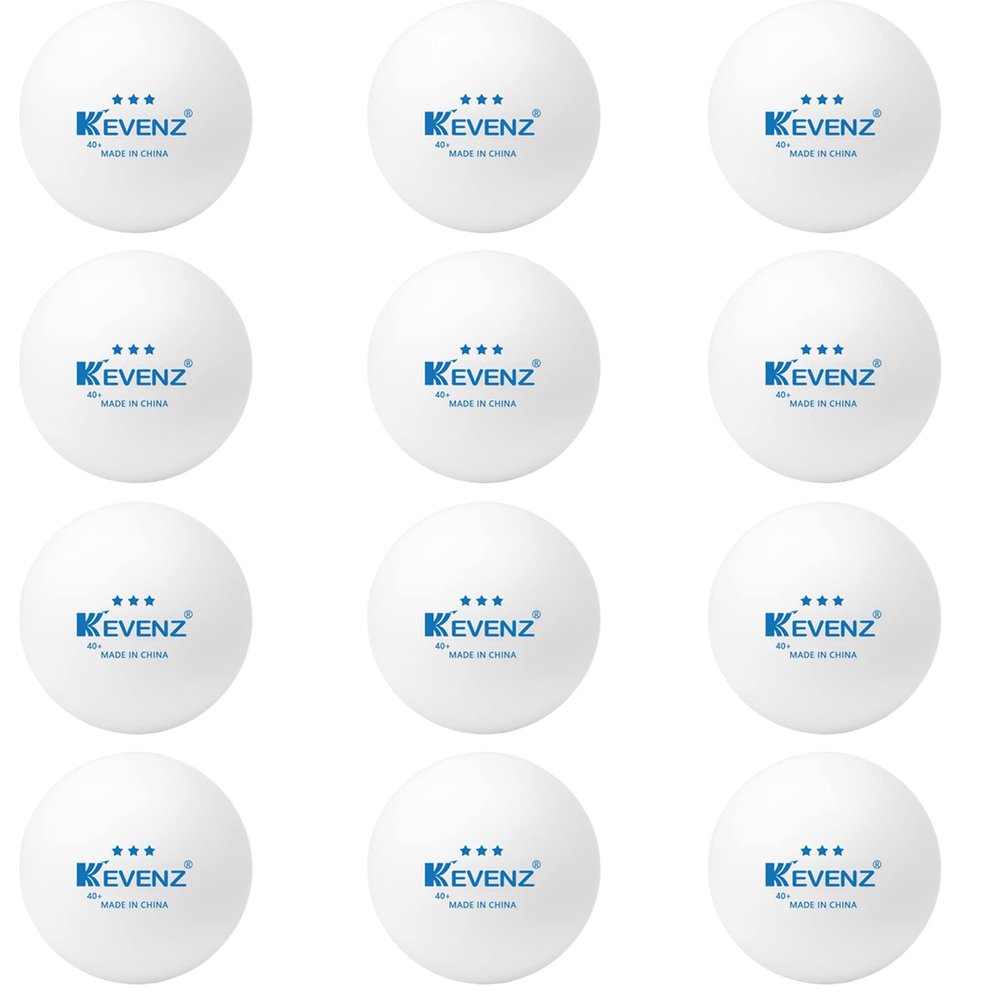 KEVENZ 3 Star Ping Pong Balls, 12 Pack Advanced Table Tennis Balls, Bulk Outdoor and Indoor Ping-Pong Balls for Training, Competition and More, White