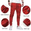 JMIERR Mens Casual Joggers Pants - Cotton Drawstring Chino Cargo Pants Hiking Outdoor Twill Track Jogging Sweatpants Travel Essentials Pants with Pockets for Men, M, C Red view 2