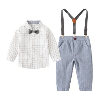 Baby Boys Long Sleeve Gentleman Outfits Suits Set,Shirt+ Pants+Suspenders+Tie,3-4T