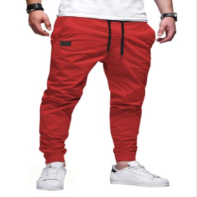 JMIERR Mens Casual Joggers Pants - Cotton Drawstring Chino Cargo Pants Hiking Outdoor Twill Track Jogging Sweatpants Travel Essentials Pants with Pockets for Men, S, C Red