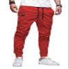 JMIERR Mens Casual Joggers Pants - Cotton Drawstring Chino Cargo Pants Hiking Outdoor Twill Track Jogging Sweatpants Travel Essentials Pants with Pockets for Men, S, C Red view 1
