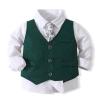 WEIWODUZUN Boys' Suits Gentleman's Tie Vest SetFormal Dress for Toddler Wedding Outfits Green view 2