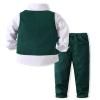 WEIWODUZUN Boys' Suits Gentleman's Tie Vest SetFormal Dress for Toddler Wedding Outfits Green view 3