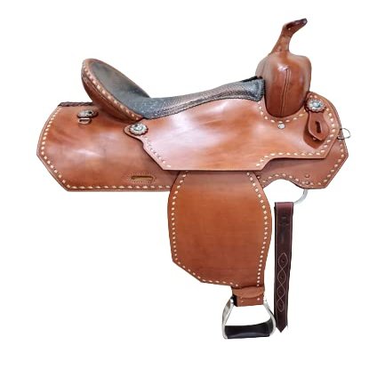 Western Barrel Racing Leather Horse Saddle with Fiberglass Tree | Pleasure Trail Racing Horse Saddle | 16" Brown