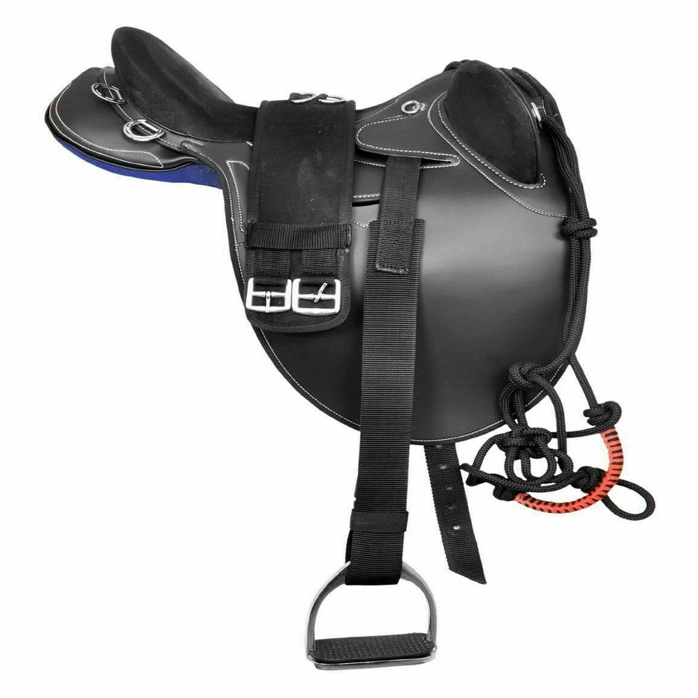 WILDRACE Australian Stock Synthetic Saddle with Plain Halter (10", Black)