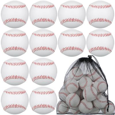 Yunsailing 24 Pcs Standard Size Adult Baseballs Bulk Practice Training Balls Soft Blank Baseballs Unmarked Faux Leather Ball for Official League Party Gift