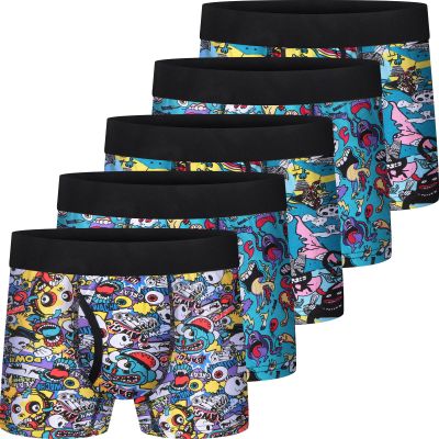 CONKEND Boys Boxer Briefs Ultra Soft Tagless Cotton Underwear | Breathable Mesh Performance Sport Big Boy Boxer Briefs with Fly 5Pack