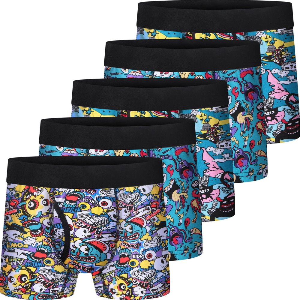 CONKEND Boys Boxer Briefs Ultra Soft Tagless Cotton Underwear | Breathable Mesh Performance Sport Big Boy Boxer Briefs with Fly 5Pack