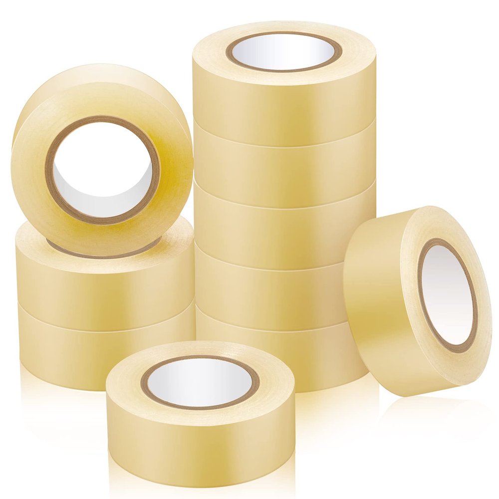 Meooeck 10 Rolls Multipurpose Hockey Tape Adhesive Shin Pad Sock Stick Tape for Ice Skate Sports Hockey Gifts Gear Equipment(22 Yard,Clear)