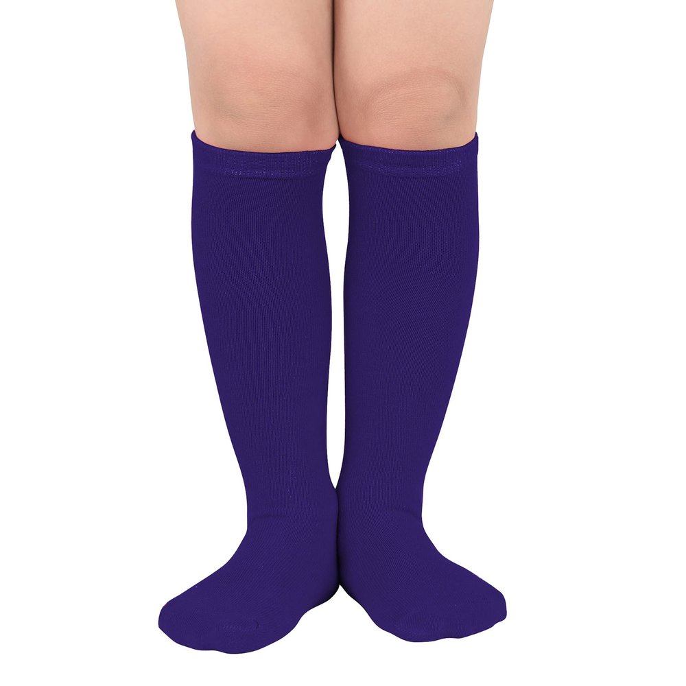 Zando Kid Soccer Socks Three Stripe Knee High Soccer Socks Youth Softball Baseball Tube Compression Athletic for Boys Baby Girls Long High Stockings D Purple 3-6 Years