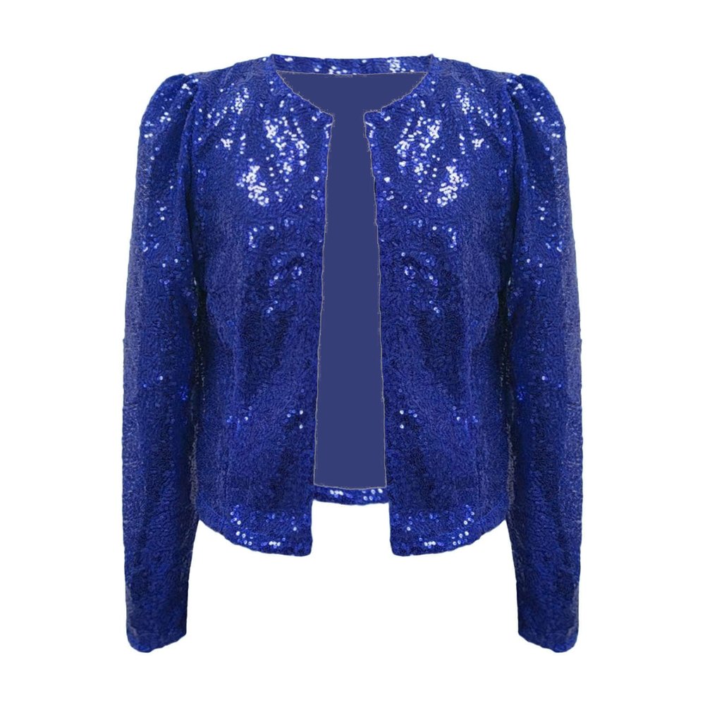 Women Casual Fashion Sequin Sequins Sparkling Cardigan Jacket Wrap Jacket Women (Blue, XXL)