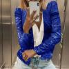 Women Casual Fashion Sequin Sequins Sparkling Cardigan Jacket Wrap Jacket Women (Blue, XXL) view 2