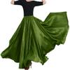 Backgarden Ladies 20 Yard Elegant Satin Long Full Skirt for Ballroom Belly Dance Performance Costume Dress Olive Green view 1