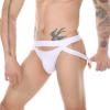 JEsilunmaMY Men's Hollow Jockstrap Underwear Low Rise Bulge Pouch Sexy G-String Thongs Solid Athletic Supporter Underpants (White,X-Large) view 3