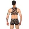 JEsilunmaMY Mens See Through Lingerie Set Lace Sheer Vest Bra with High Waist Shorts Stretch Sleeveless Tank Sissy Panties (Black2,Small) view 4