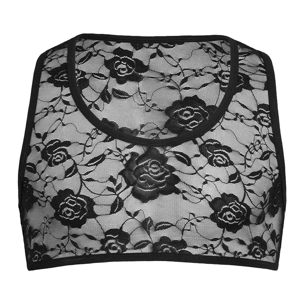JEsilunmaMY Mens See Through Lingerie Set Lace Sheer Vest Bra with High Waist Shorts Stretch Sleeveless Tank Sissy Panties (Black1,Large)