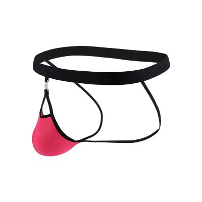 JEsilunmaMY Ice Silk Underwear for Men Athletic Supporter Jockstrap with Removable Pouch Backless Hollow Sexy G-String Thongs (Red2,X-Large)