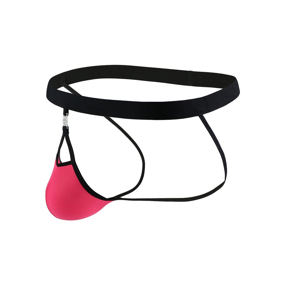 JEsilunmaMY Ice Silk Underwear for Men Athletic Supporter Jockstrap with Removable Pouch Backless Hollow Sexy G-String Thongs (Red2,X-Large)