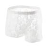 JEsilunmaMY Mens See Through Lingerie Set Lace Sheer Vest Bra with High Waist Shorts Stretch Sleeveless Tank Sissy Panties (White2,Small)