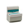 DeckMate Complete 28" Classic Pontoon Boat Seat Bench and Base - Ivory and Teal view 1
