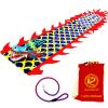 Golden Dragon Poi with 3D Real-Like Plastic Dragon Head and Swing Rope Combo, Chinese Dragon Dance Wulong Flowy Flinging Dragon Body Ribbon Streamer Set (Gold) view 4