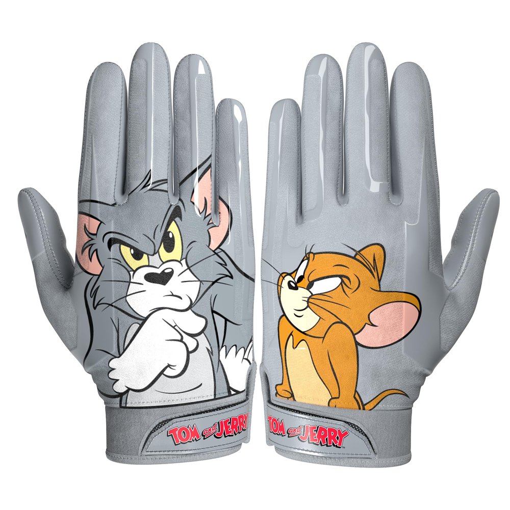 Phenom Elite Tom and Jerry Football Gloves VPS1 Receiver Gloves, VaporStick Grip, Lightweight VaporDri Material, Ergonomic Fit, Reinforced Stitching, (Small)