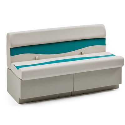 DeckMate Complete 55" Classic Pontoon Boat Seat Bench and Base- Ivory and Teal