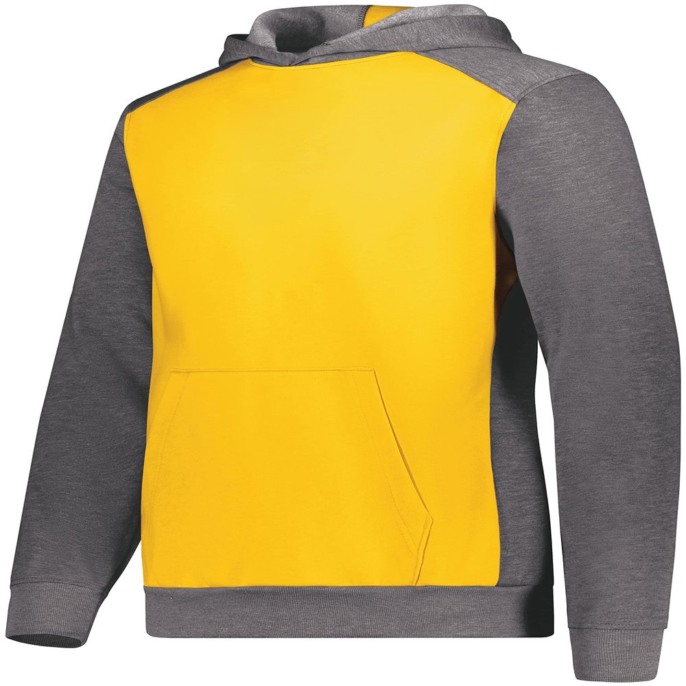 Augusta Sportswear Youth Three-Season Fleece Pullover Hoodie Gold/Carbon Heather XL