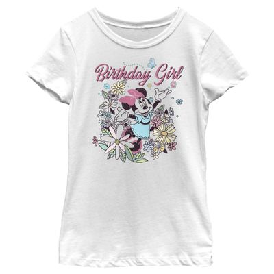 Fifth Sun Disney Minnie Mouse Bday Doodle Girls Short Sleeve Tee Shirt, White, Small
