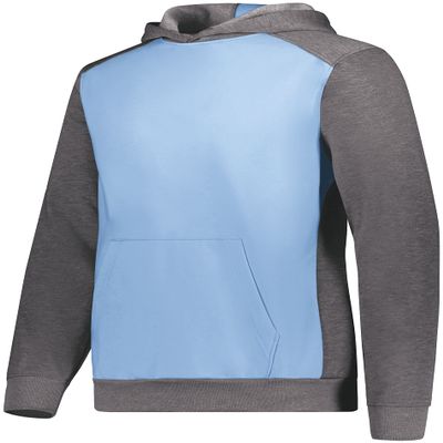 Augusta Sportswear Youth Three-Season Fleece Pullover Hoodie Columbia Blue/Carbon Heather S