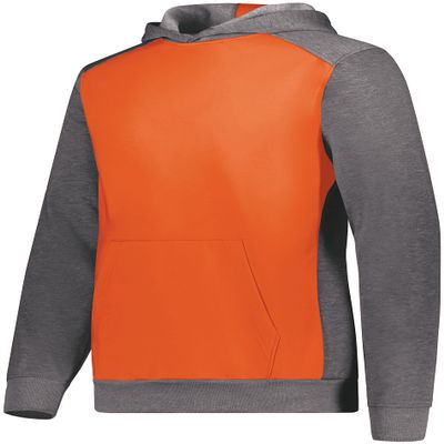Augusta Sportswear Youth Three-Season Fleece Pullover Hoodie Orange/Carbon Heather XL