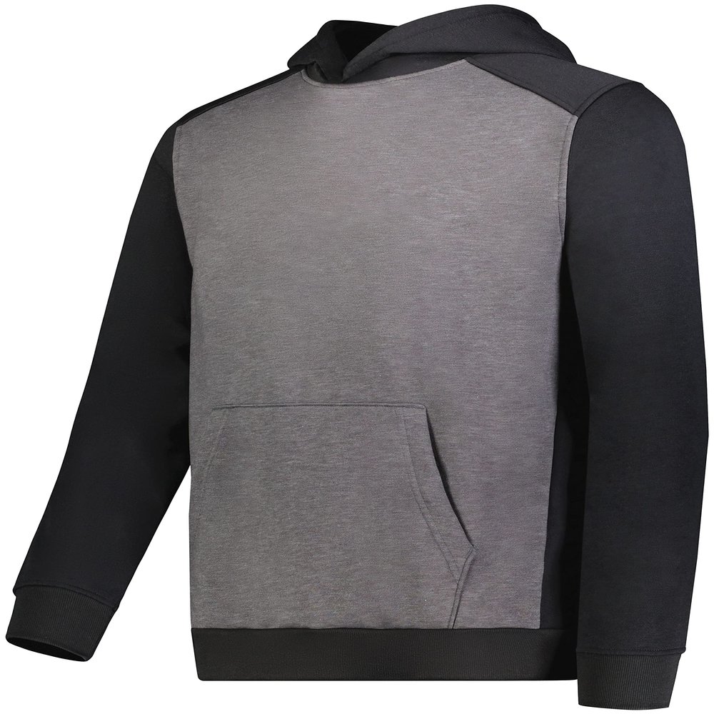 Augusta Sportswear Youth Three-Season Fleece Pullover Hoodie Carbon Heather/Black XL
