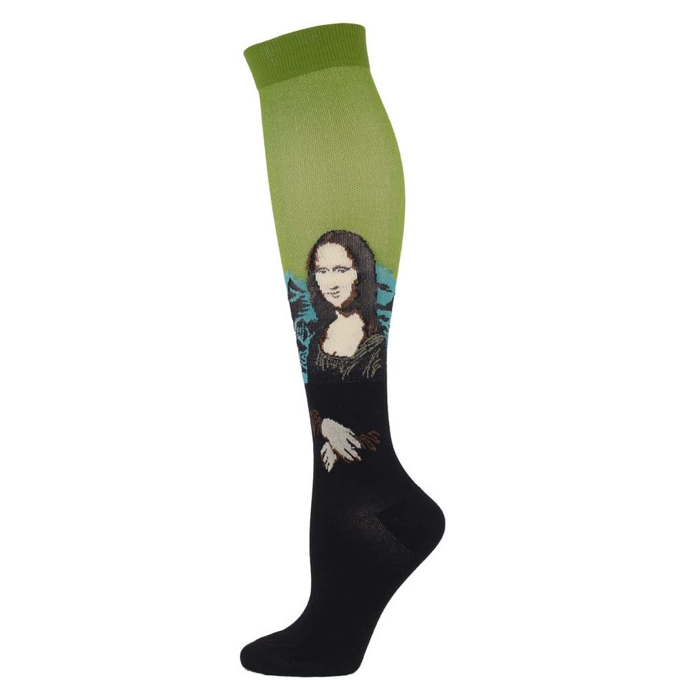 Drincoshow Sports Compression Stockings Famous Painting Socks Compression Socks Outdoor Stretch Socks (L/XL,Mona Lisa)