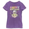 Fifth Sun Star Wars: Mandalorian Happy Bday Girls Short Sleeve Tee Shirt, Purple Berry, X-Large view 1